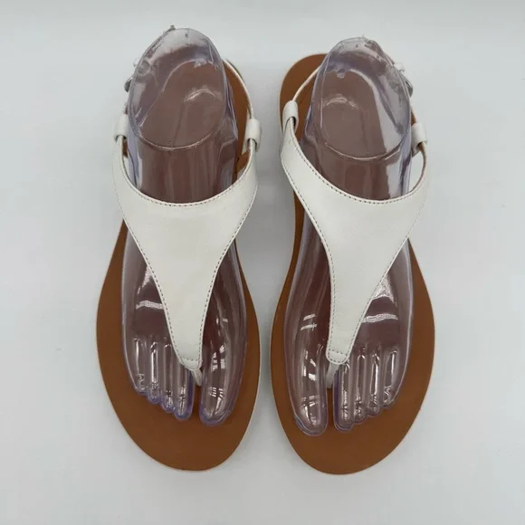 FitFlop Lainey White Leather Ankle Strap Toe Post Sandals Size 9 - Picture 4 of 12